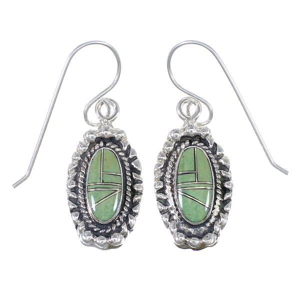 Southwestern Sterling Silver And Turquoise Hook Dangle Earrings YX78922